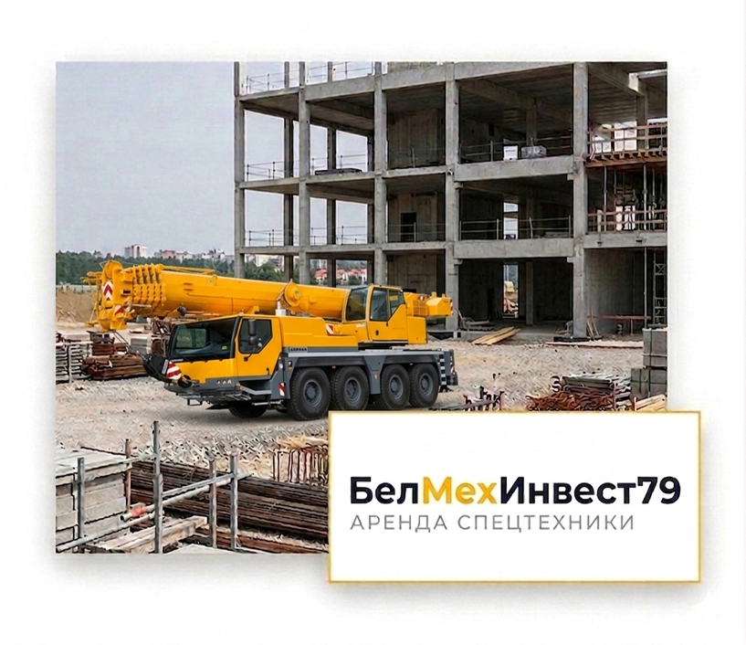 phpto5 Автомобильный кран на строительной площадке - аренда спецтехники в Минске